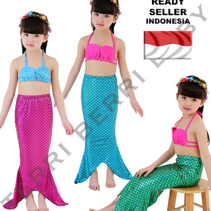 55 COD Kostum baju putri duyung mermaid mermit mermed monofin baju duyung shell monofin swim suit  s