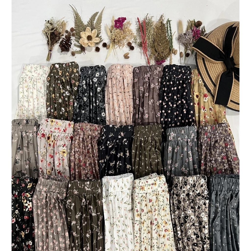 Rok Wanita Korea Motif Bunga/Rok Kekinian