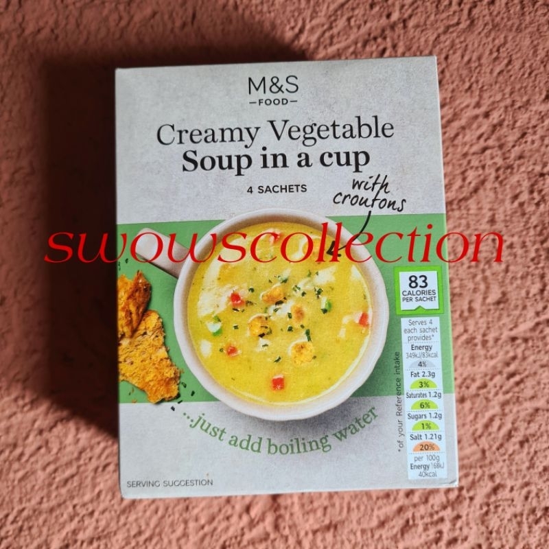 

M&S MARK MARKS & AND SPENCER CREAMY VEGETABLE SOUP IN A CUP SOP SUP SAYURAN INSTANT