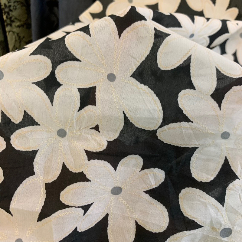 Kain sifon bordir - kain brasso - kain sifon emboss