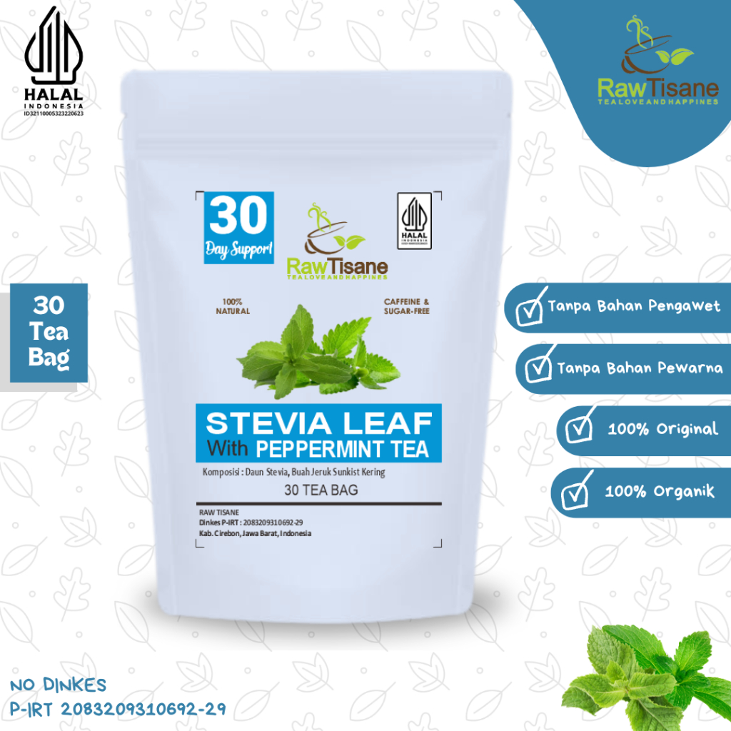 

RAW TISANE Stevia Leaf With Peppermint Tea : Teh Daun Stevia & Daun Mint Isi 30 Tea Bag