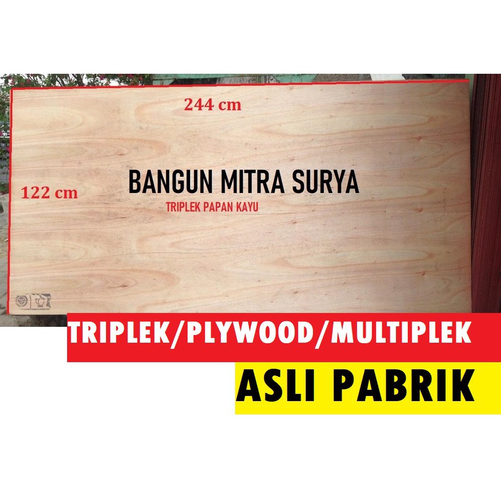 Big Sale Triplek Multiplek Plywood Meranti 122x244 Papan Kayu Premium Tebal 3mm 5mm 8mm 9mm 12mm 15m