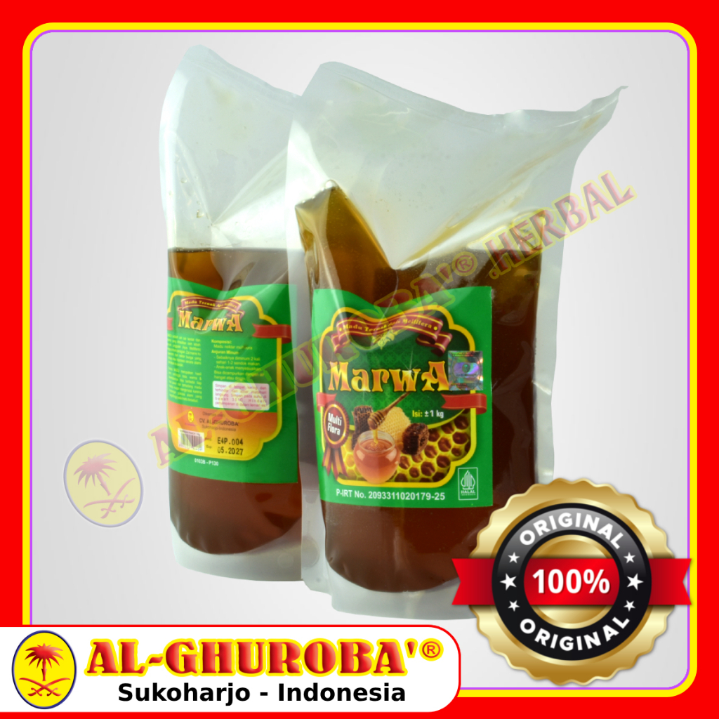 

Marwa Madu Murni Asli Multiflora Refill Pouch 1Kg Al-Ghuroba BPOM MUI