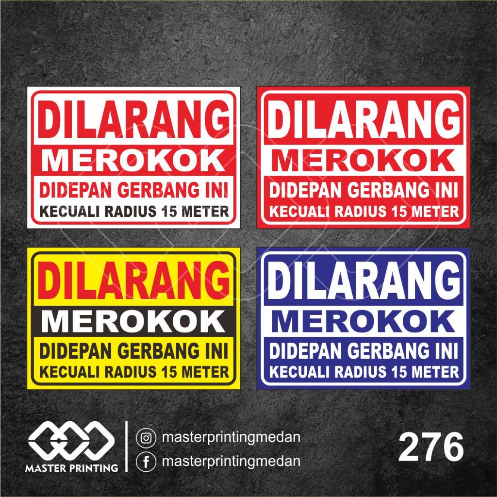 

276 - Stiker Dilarang Merokok di Depan Gerbang, Sticker Vinyl, Tahan Air, Termurah, dan Bisa Custom