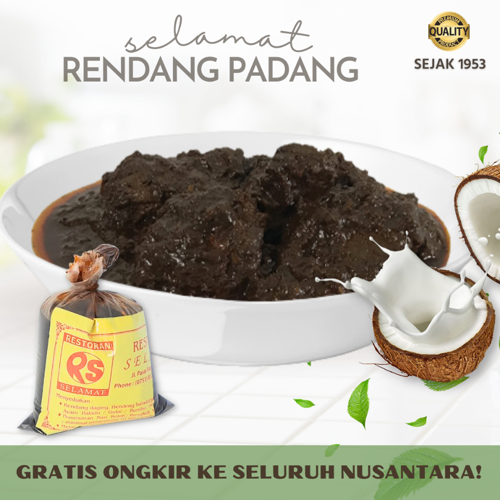 

Rendang Daging SELAMAT Asli Padang 500gr Makanan Lauk Instan Siap Saji Non Frozen