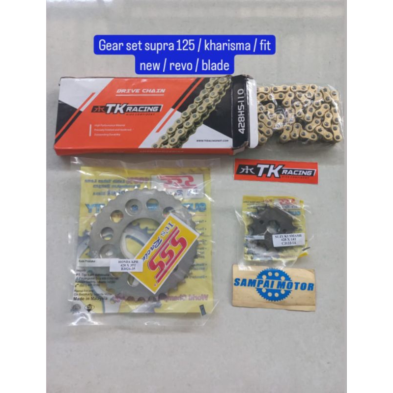 Gear set SSS 428 Honda KPH pnp Kharisma/supra 125/Fit new/Revo