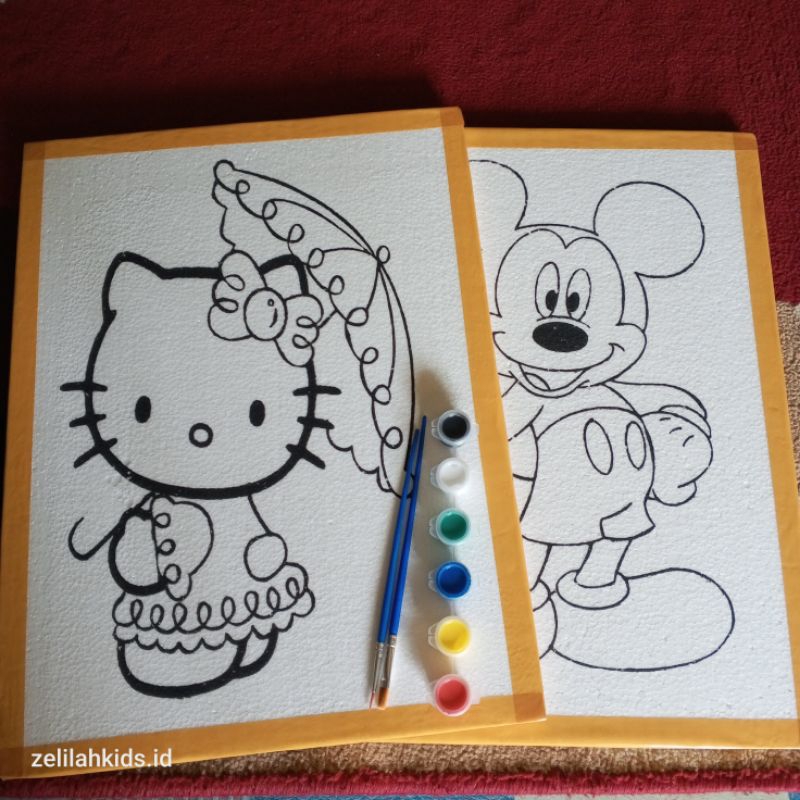 

paket hemat melukis cat air /mewarnai strofoam