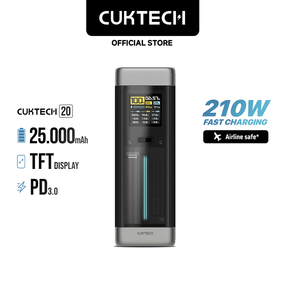 Cuktech 20 Power Bank 25000mAh 210W USB Type-C Fast Charging