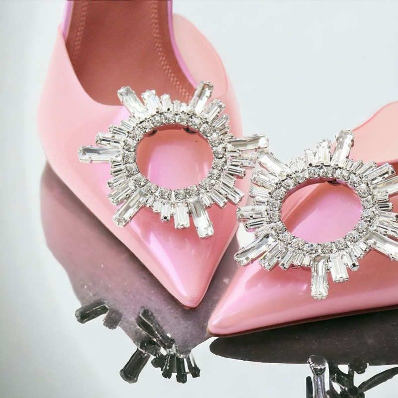 Original Amina Muaddi Begum 95mm Glass Slingback Heels in PVC