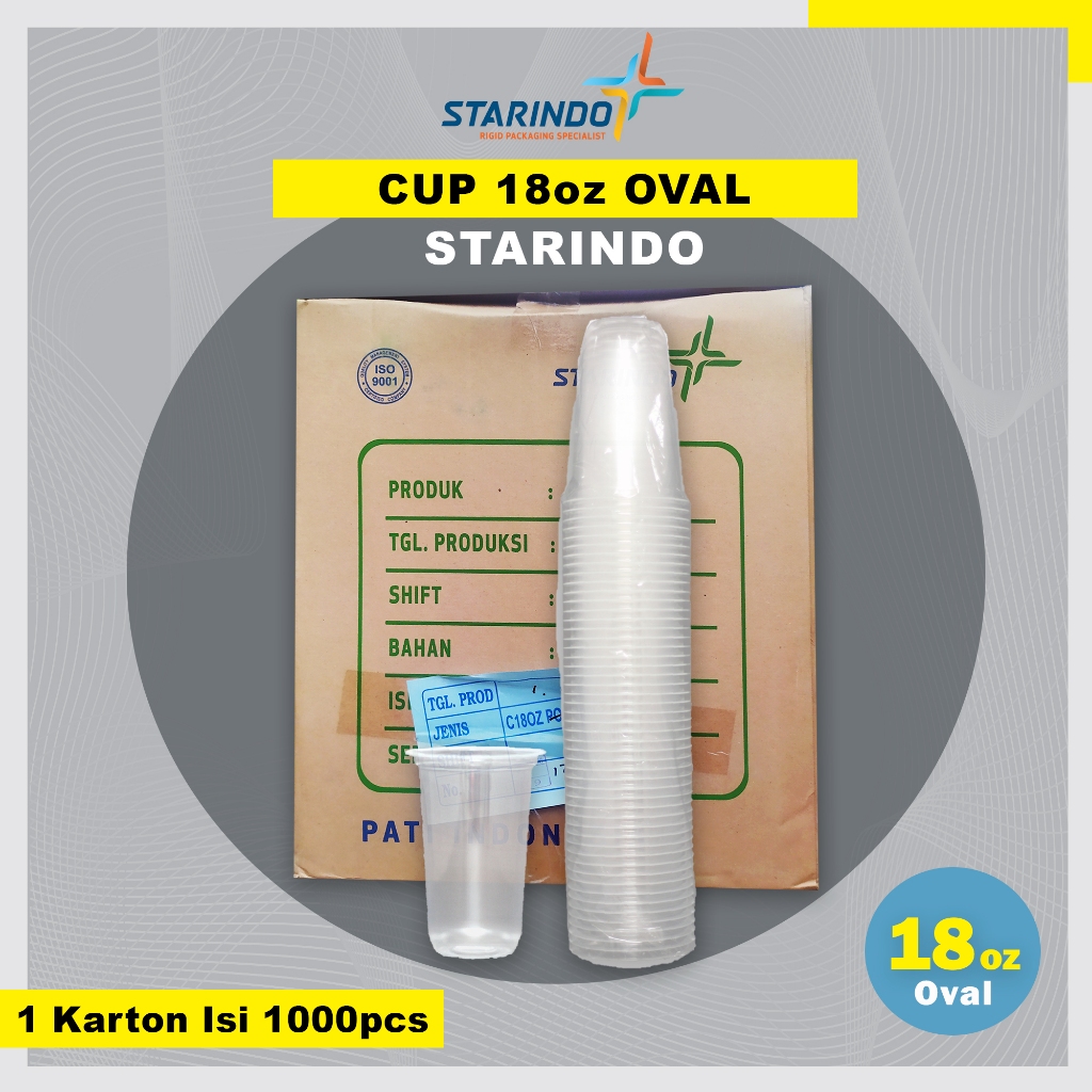 Gelas Cup Plastik Starindo 18oz OVAL Tebal 8grm (1 KARTON)