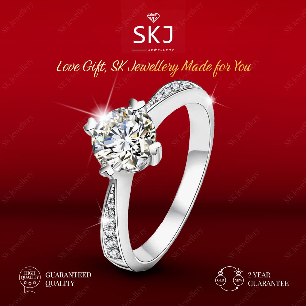 SK Jewellery - Garansi 2 Tahun  -  Cincin  Perhiasan Wanita Ring  Wedding   Nikah Kawin 1 Carat  Lap