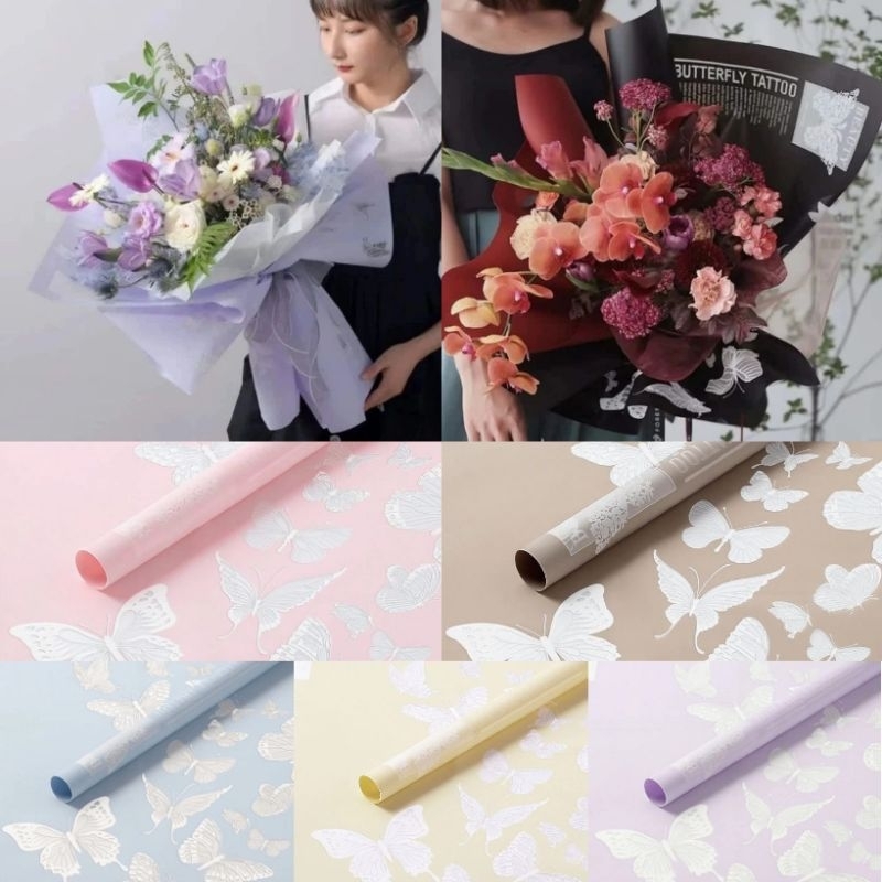 

Kertas Buket Kupu ( 5 lembar) Kertas Bunga Kupu Cellophane Waterproof Butterfly Kertas