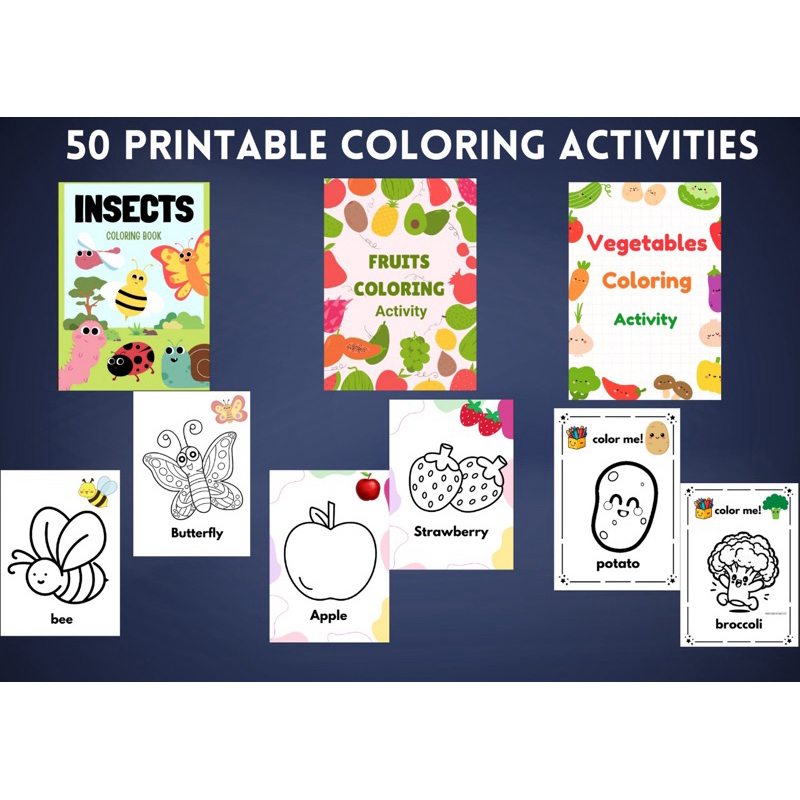 50 HALAMAN COLORING PAGES/PRINTABLE WORKSHEETS UNTUK ANAK 3-5 tahun