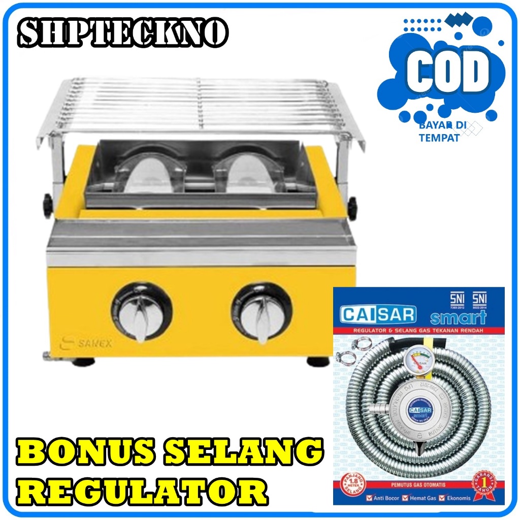 Sanex SN-KP02 Kompor Panggangan 2 Tungku Body Stainless BONUS SELANG GAS