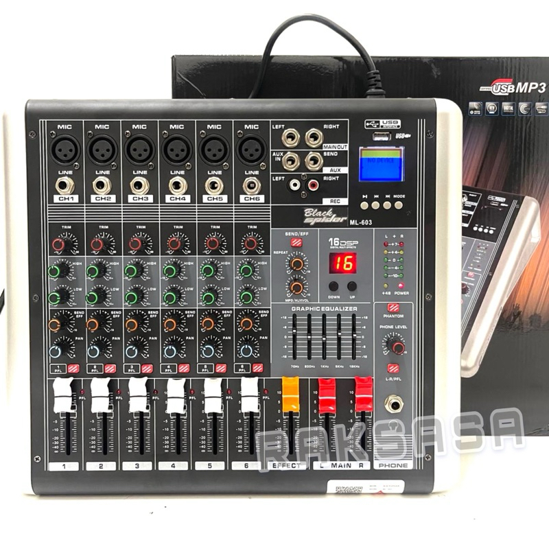 POWER MIXER BLACK SPIDER ML 603 BLACKSPIDER ML603 BLUETOOTH 6CHANNEL