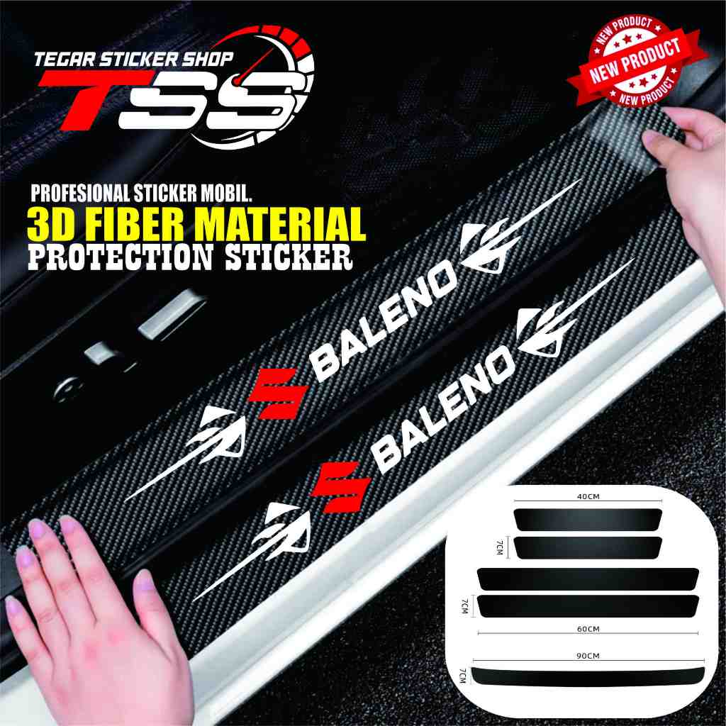 5 pcs sticker mobil suzuki baleno sticker sill plate carbon 3D mobil suzuki baleno sticker carbon ba