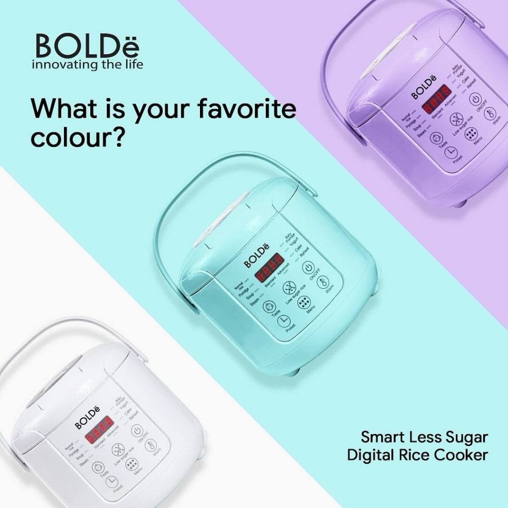 Ay00 BOLDe Smart Less Sugar Digital Rice Cooker 1 Liter Rice Cooker Digital Rendah Gula Rendah