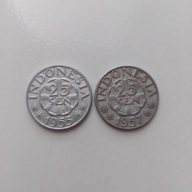 Uang Koin Kuno Indonesia 25 Sen Tahun 1955 1957