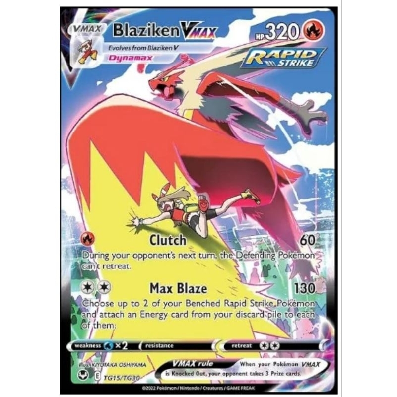 Blaziken VMAX Rapid Strike Pokemon Card kartu  Kawe mainan Anak