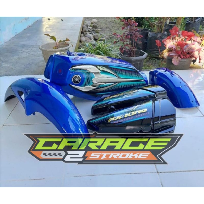 Tangki Tengki Bensin Set Yamaha RX King RXk Peredam Biru Tahun 2007