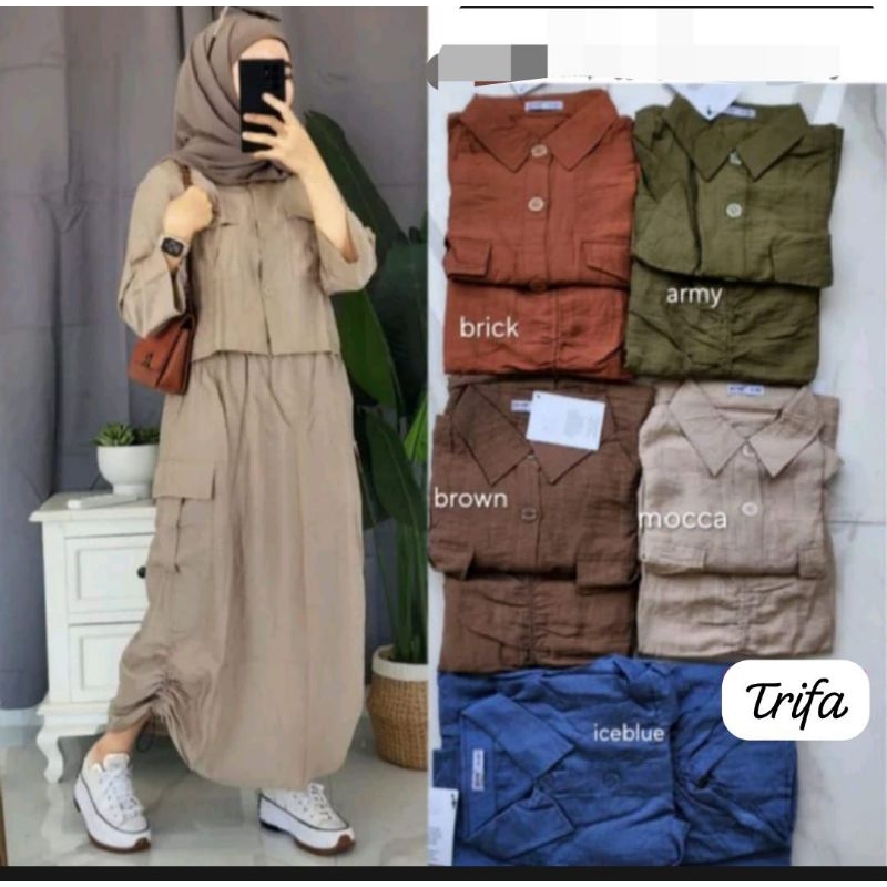 Setelan Rok Cargo Wanita One Set Rok Cargo Murah Setelan Wanita One Set Wanita Murah Rok Cargo Murah