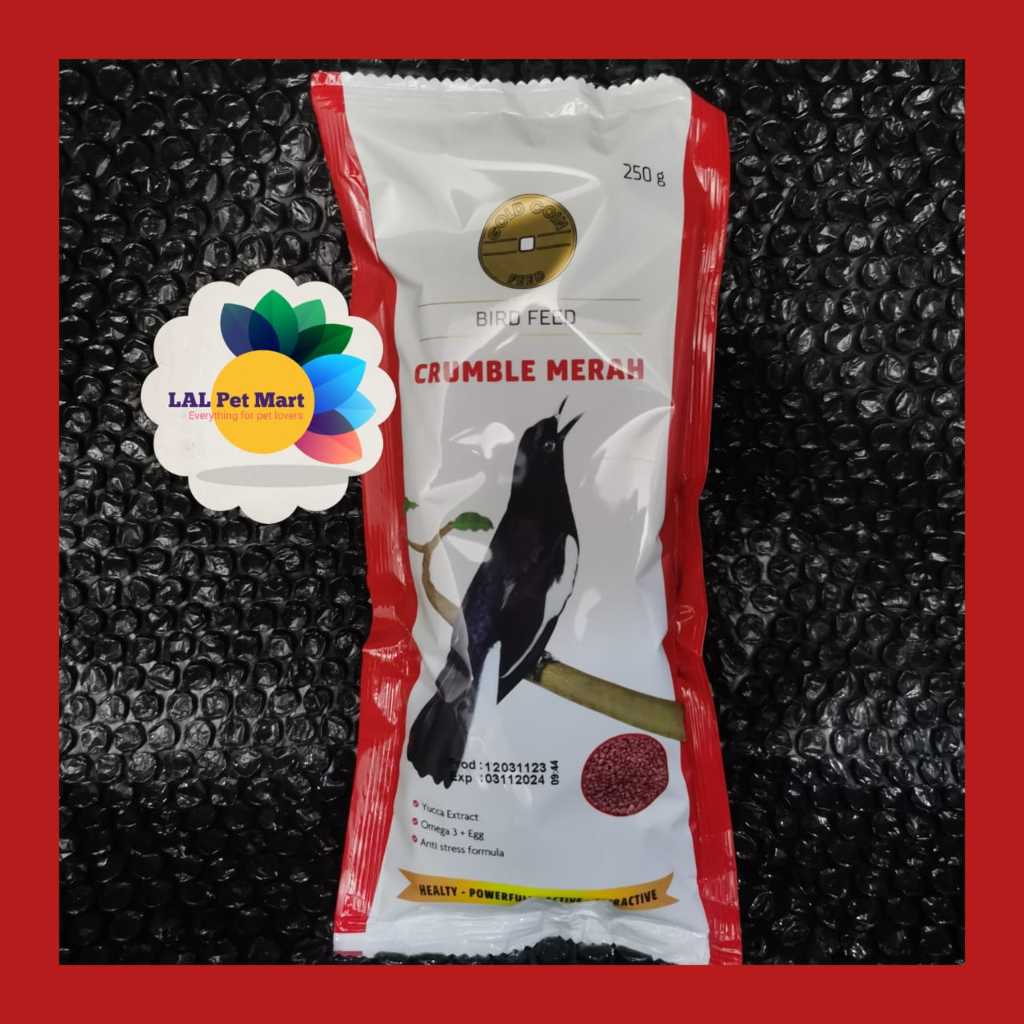 GOLD COIN KACER CRUMBLE MERAH 250 GRAM VOER PAKAN BURUNG KACER