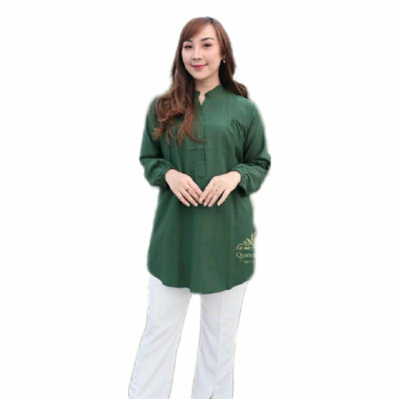 ATASAN WANITA POLOS JUMBO BLOUSE BIG SIZE blus ukuran besar WARNA HIJAU BOTOL