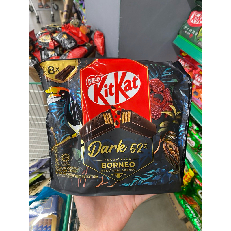 

kitkat dark 52% cocoa borneo chocolate isi 8 packs 136gr