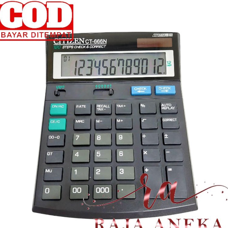 

KALKULATOR CITIZEN CT666N CALCULATOR CEK ULANG 12 DIGIT JUMBO NOL TIGA CALCULATOR 666 N ART K1B4