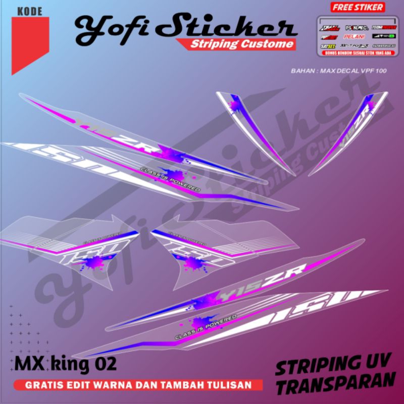 decal stiker stripingtransparan  variasi full body striping MX king biru putih old new MX king 02