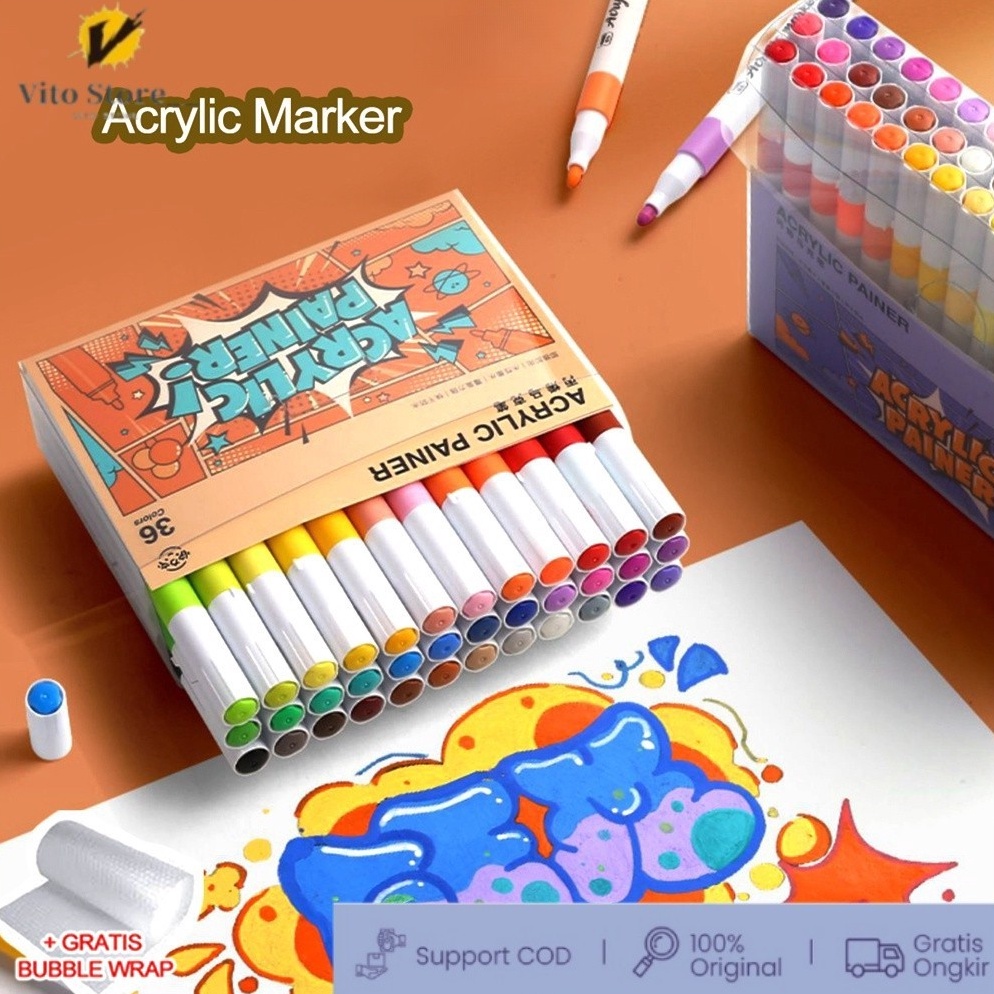 

CODPen Akrilik Marker Warna Cepat Kering Tahan Air Spidol Acrylic Painter Menggambar Kreativitas Seni Edukasi Anak ART D1Y3