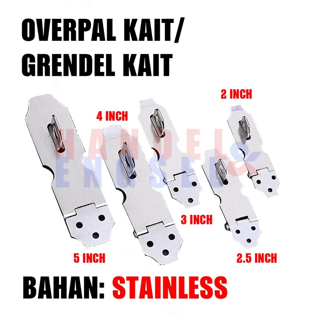 Grendel Overval Kait / Overpal Plat Stainless / Overval Nekel / Cantolan Kait Gembok