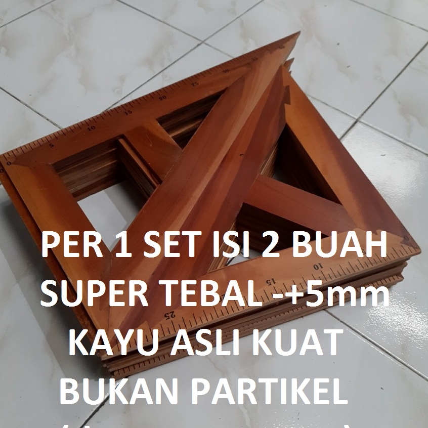 

Penggaris Kayu Segitiga 12 Set Pendawa 46cm Triangle Ruler Set 1 Lusin 24 Buah ART U7H2