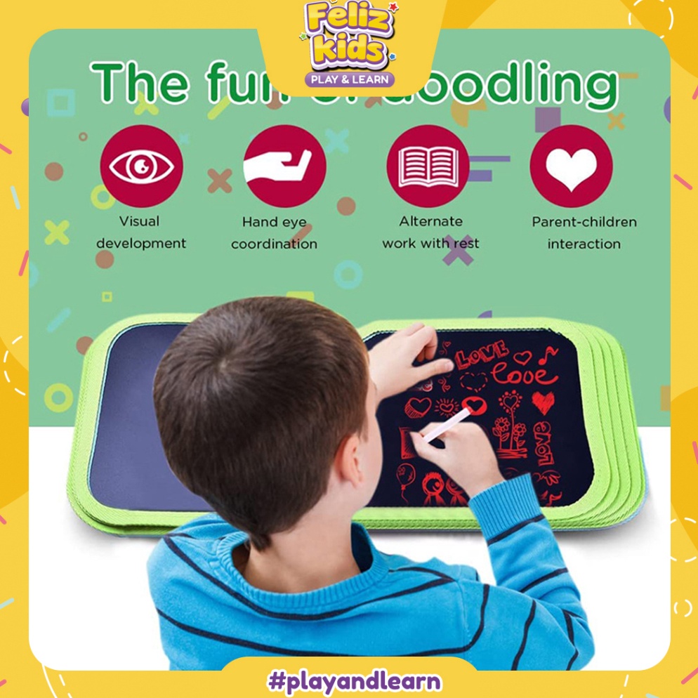 

FELIZKIDS BK82 Buku Gambar Portable Ajaib Reusable Bisa Dihapus 1 Hal Free 2pcs Tissue dan 6 Spidol ART X1A3