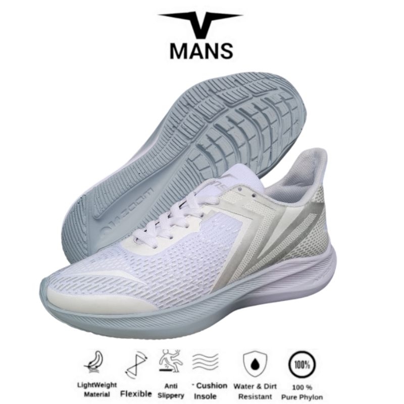 VMANS - Sepatu Running Vmans Atletica Putih Silver Olahraga Jogging Lari Pria