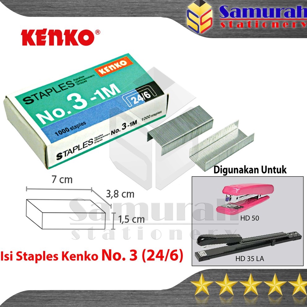 

Isi Staples Kenko No 3 Per Box Isi 2 Pak Kecil Refill Stapler no 3 isi Stepler Besar Hekter Tangan HD 5 ART J1E7