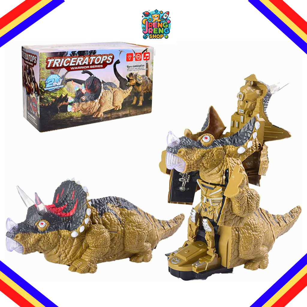 Mainan Anak Mobil Triceratops Warrior Series Dinosaurus Berubah Menjadi Robot Deformation