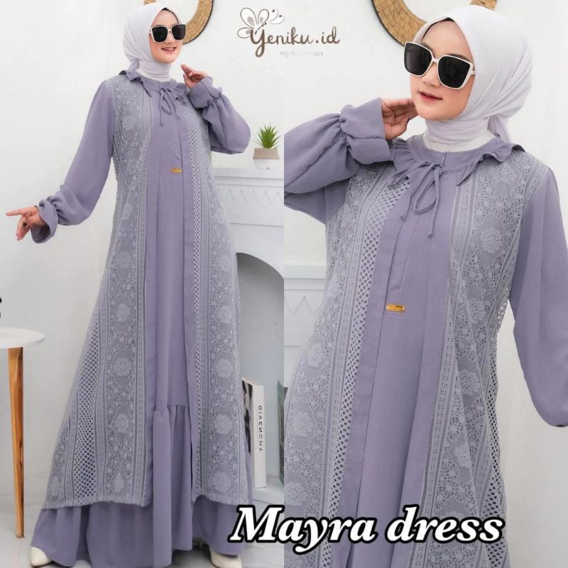 Mayra dress gamis crinkle Ld 110