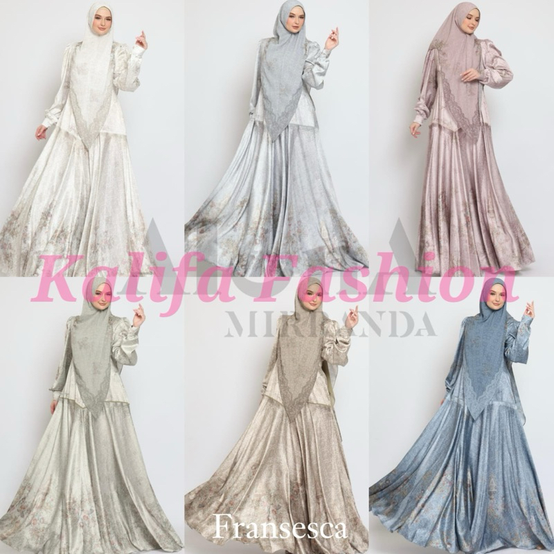 FRANSESCA BY ALUNA MIRRANDA / GAMIS SET SYARI / GAMIS SYAI PESTA / DRESS MUSLIMAH / BAJU SYARI BRAND