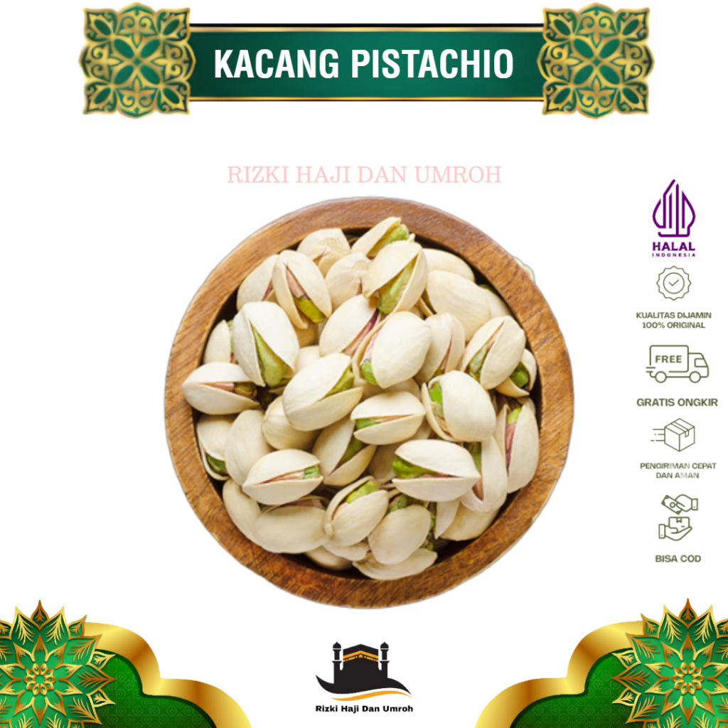 

Kacang Pistachio Snack Sehat Kacang Fustuk Oleh-Oleh Haji Umroh 250Gg 500Gg 1Kg