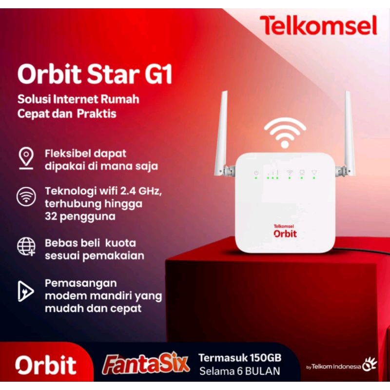 modem Telkomsel Orbit Star G1 sudah termasuk bonus paket 25gb selama 6 bulan total 150gb