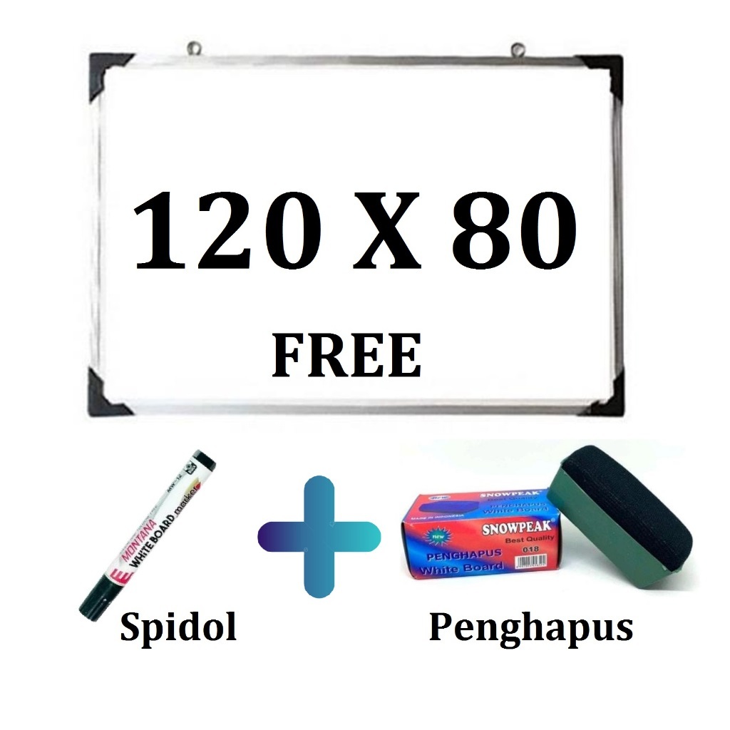 

PAPAN TULIS SPIDOL ATAU KAPUR / WHITEBOARD / BLACKBOARD UKURAN 120 X 80 CM (FREE SPIDOL & PENGHAPUS)