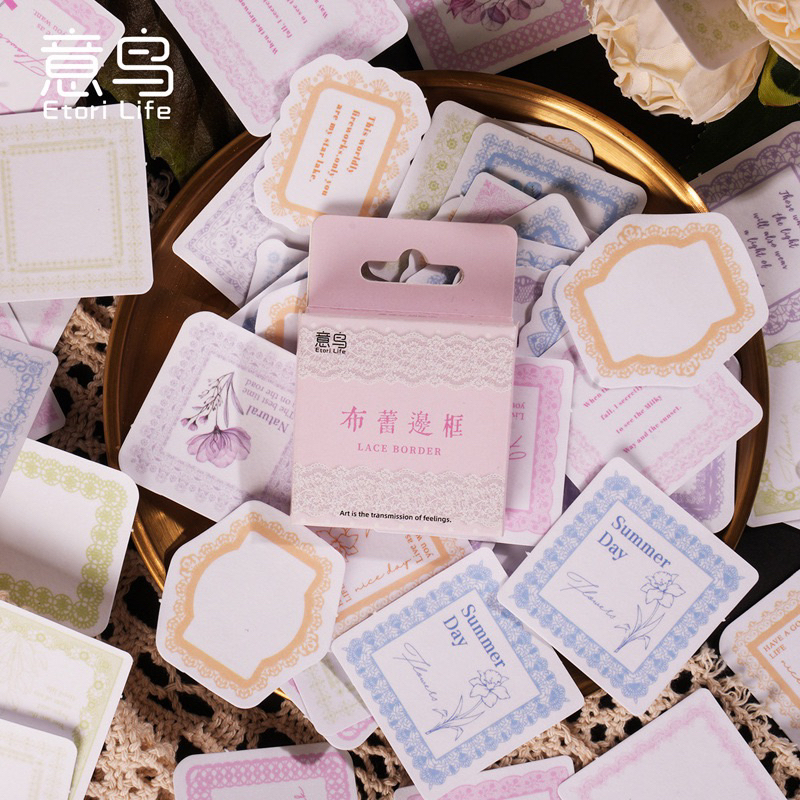 

[B619] Stiker kotak Yiniao, pembatas buket, stiker dekorasi buku pegangan segar, stiker penyegel, stiker diy, 46 buah