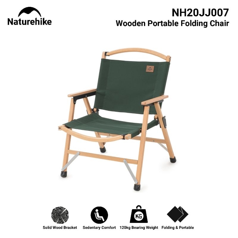 KURSI LIPAT NATUREHIKE TIPE 23 NH20JJ007 BEECH WOOD PORTABLE FOLDING CHAIR KURSI CAMPING GLAMPING CA