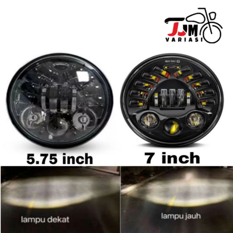 lampu daymaker 5 75 inc / 7 inch ~ 19 led headlamp depan dymaker ori dot sae 16 demeker original ori