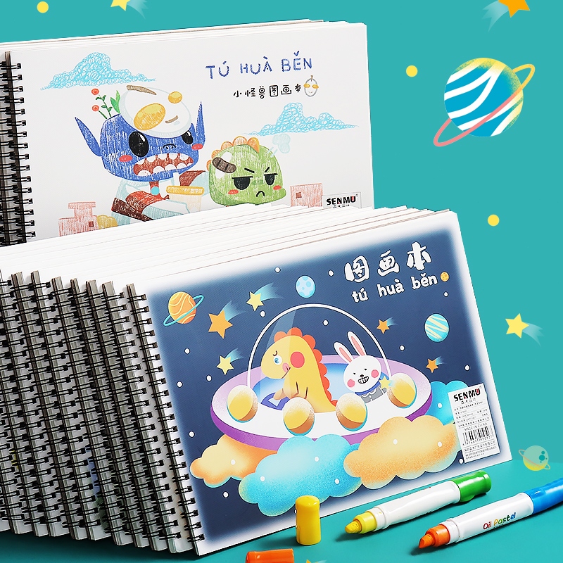 

Buku gambar polos A4 anak Drawing book ring Buku mewarnai karakter kartun Sketch book lucu untuk sekolah pelajar