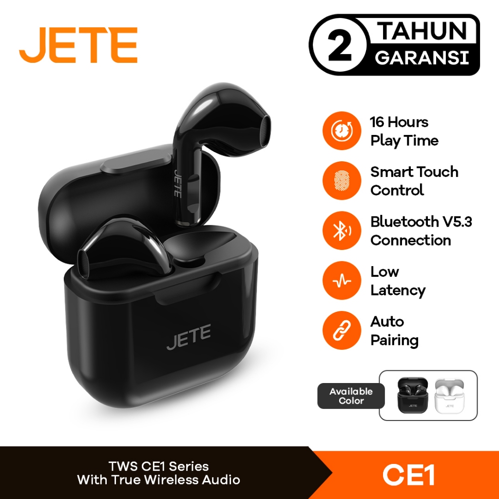 TWS - Headset Bluetooth - Earbuds JETE CE1 Bluetooth V5.3 - Garansi 2 Tahun