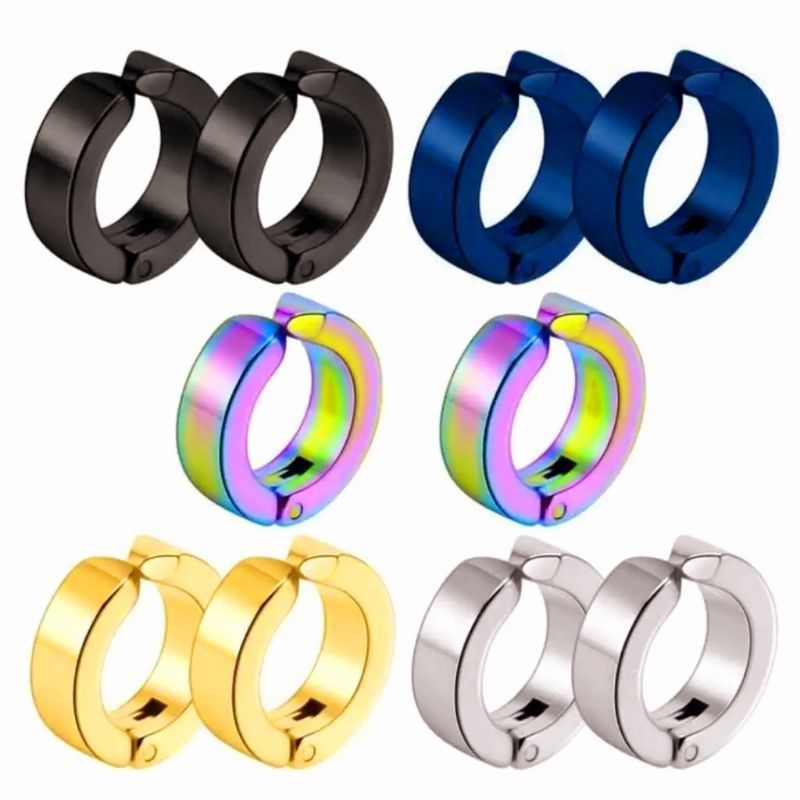 Anting Jepit Pria tanpa Tindik anting pria anting klip non tanpa tindik bahan titanium stell