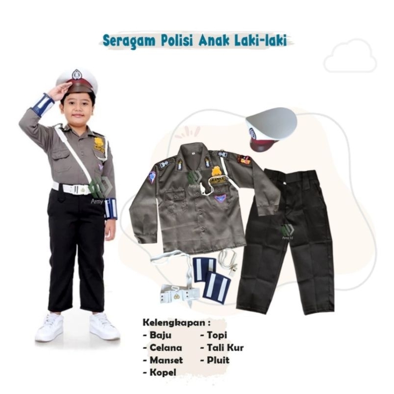 BAJU POLISI ANAK LAKI LAKI PAUD / TK
