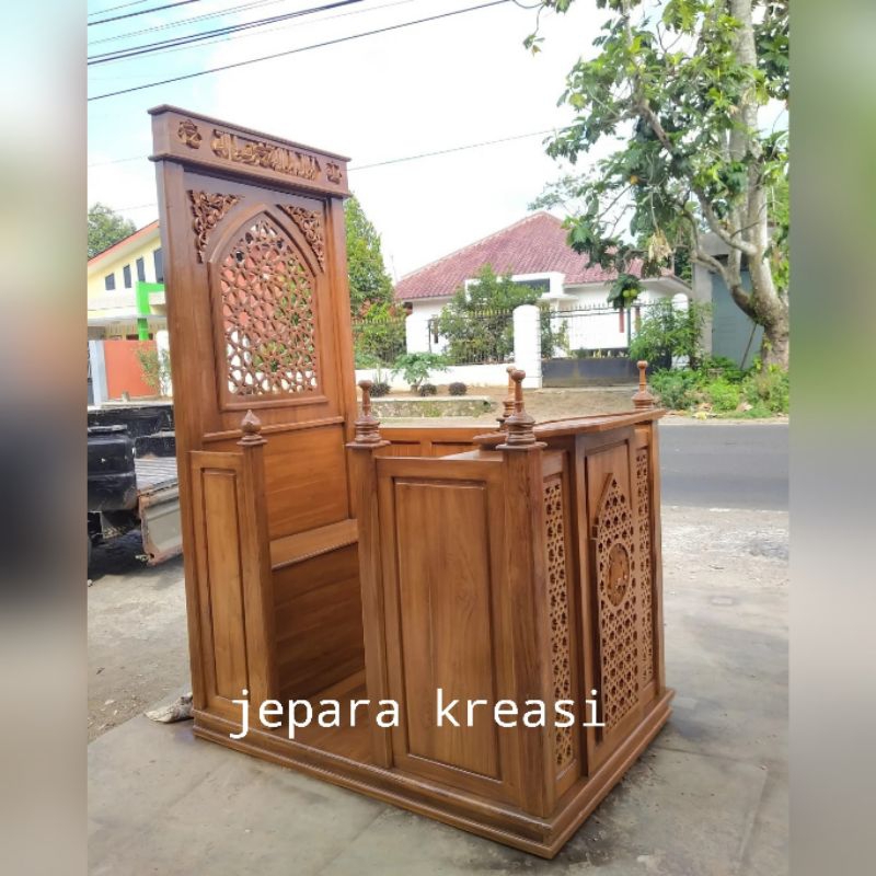 mimbar masjid kayu jati minimalis, mimbar masjid kayu jati jepara